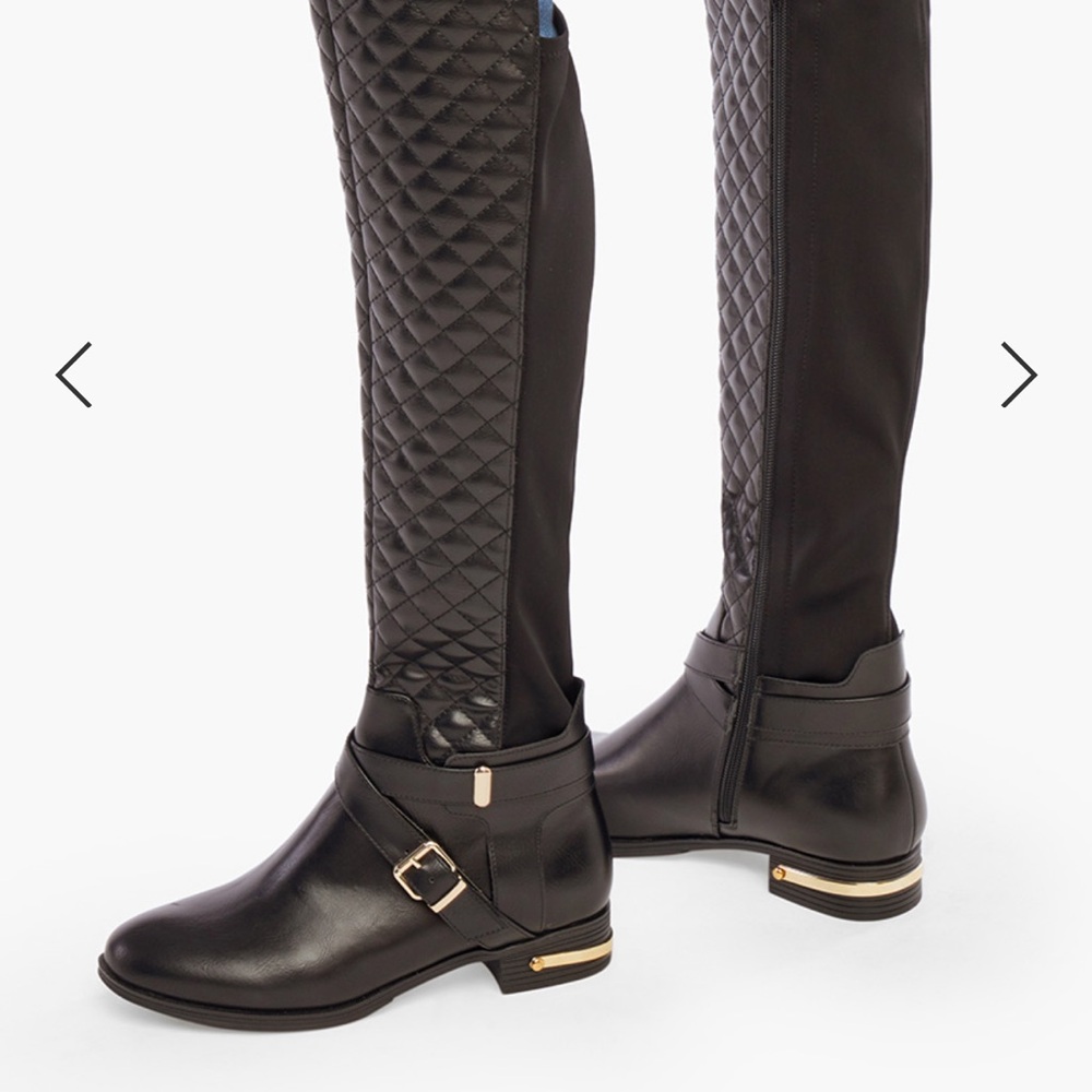 SHOE DAZZLE- Black Quilted Women's Boots
